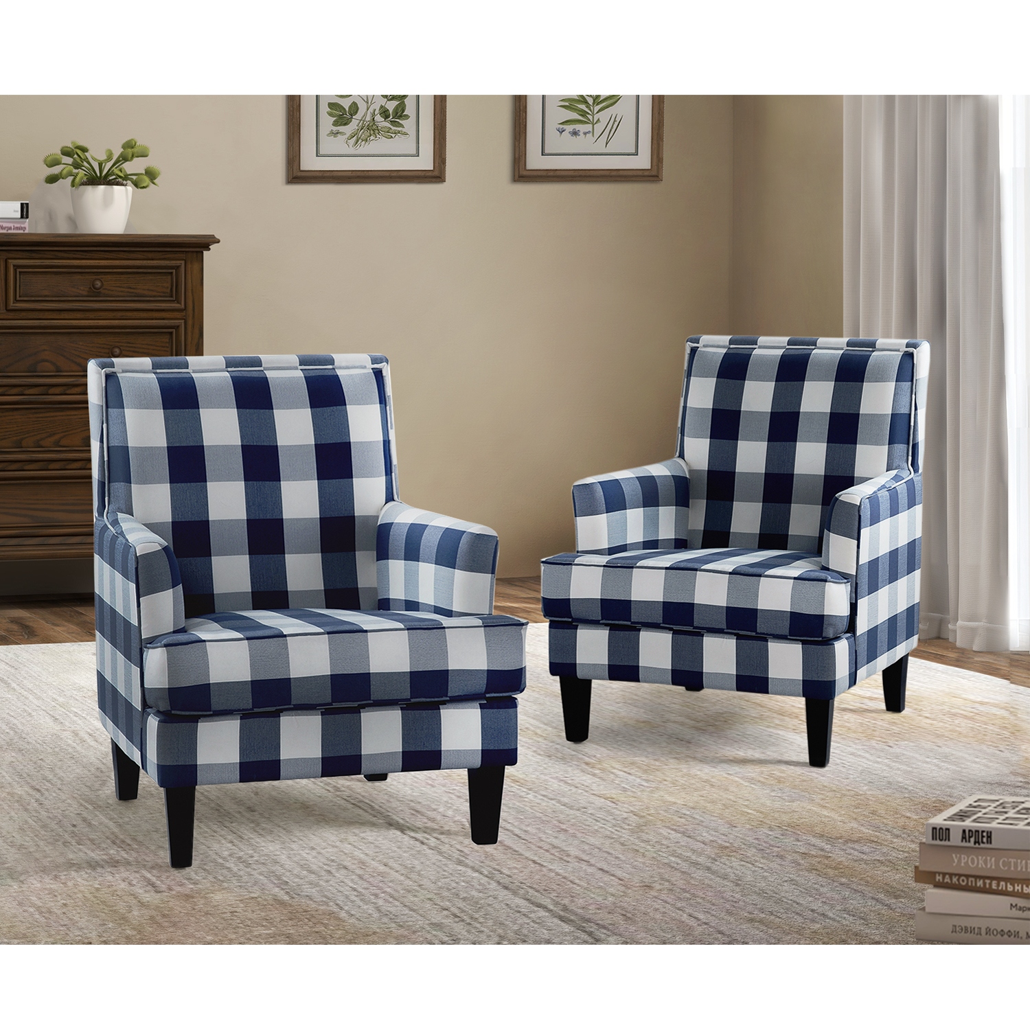 Blue and white buffalo check 2025 chair