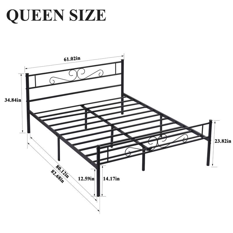 VECELO Premium Platform Bed Frame with Headboard,Easy Set-up Twin/Full/Queen Size Bed