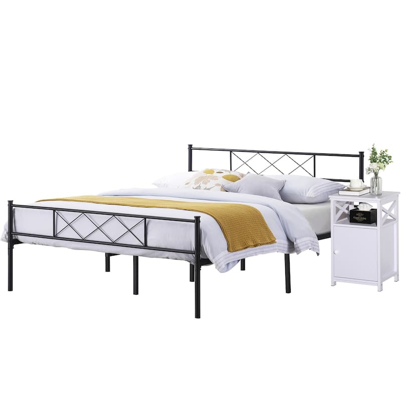 Taomika 3-Pieces Platform Bed Frame and Modern Nightstands Sets