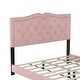 preview thumbnail 13 of 19, Queen Platform Bed with Tufted Velvet Headboard and Rivet Detail