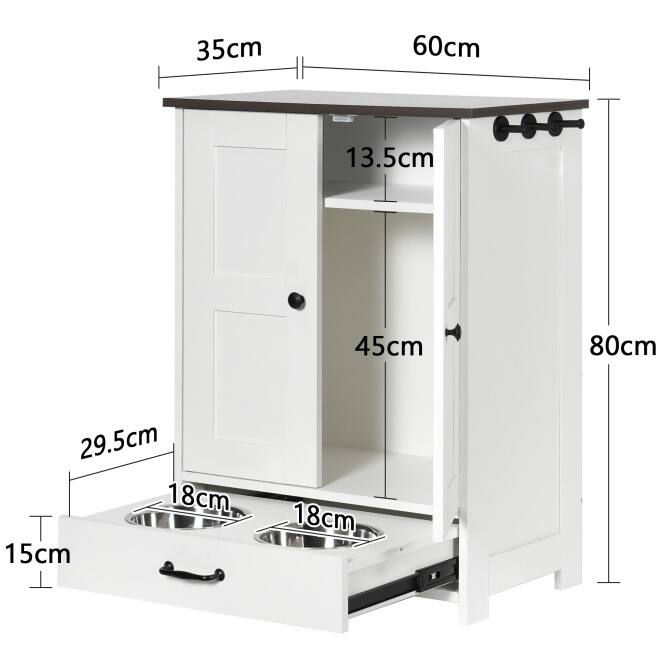 Dog Food Storage Cabinet with Hidden Dog Bowls for Medium Sized Dogs