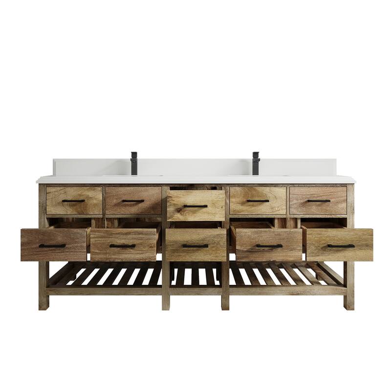 Willow Collections 84 in. W x 22 in. D Parker Mango Double Bowl Sink Bathroom Vanity with Parker Countertop