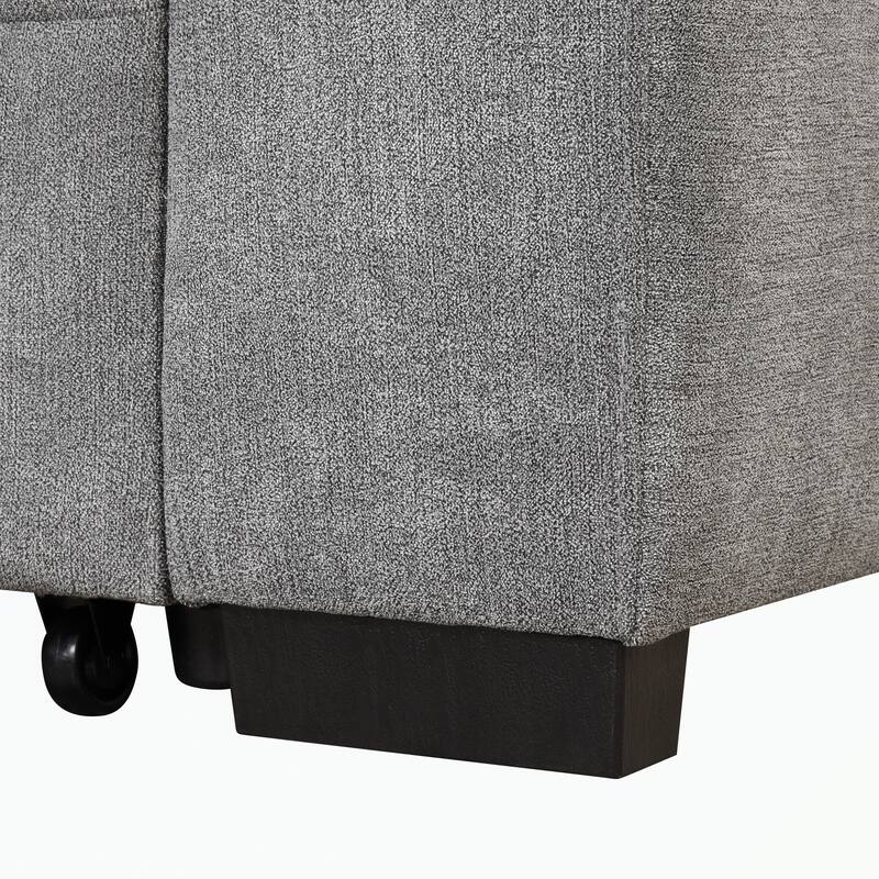 Modern 2 in 1 Pull Out sofa bed L Shape Couch with Storage Ottoman