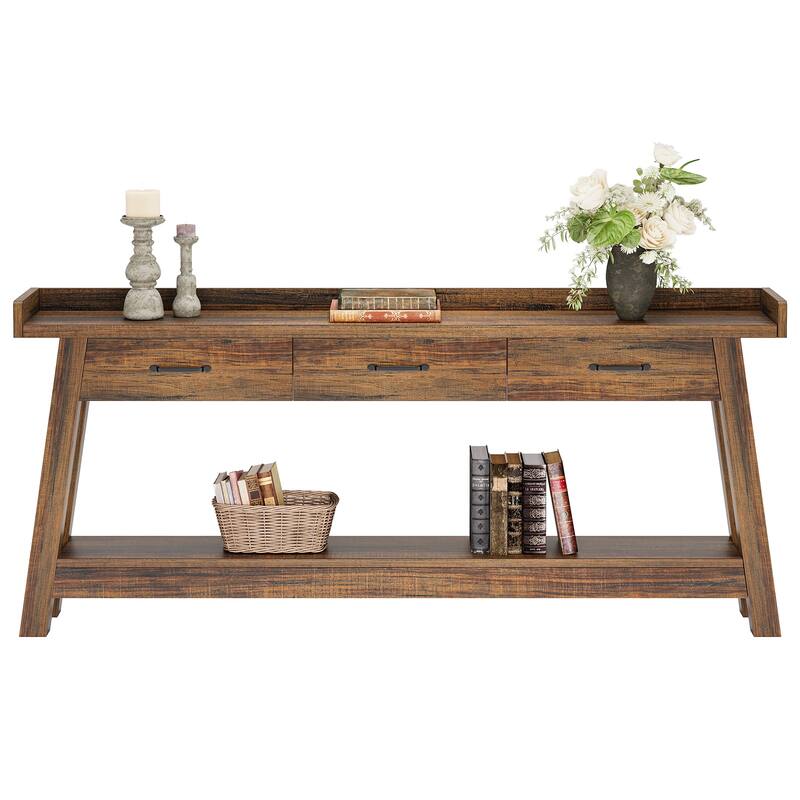 70.9-Inch Sofa Console Table with 3 Drawers, 2-Tier Entryway Table