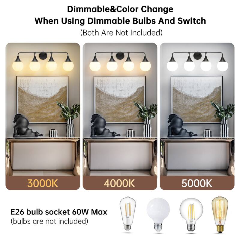 Dimmable Vanity Light with Clear Glass Shade