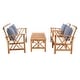 preview thumbnail 28 of 103, SAFAVIEH Outdoor Fontana 4-piece Acacia Wood Patio Conversation Set