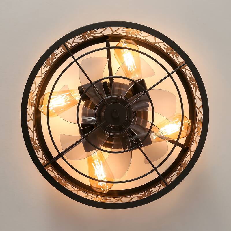 16.5-in Vintage Distressed White/Black Low Profile Ceiling Fan with Remote Control(7-blade)