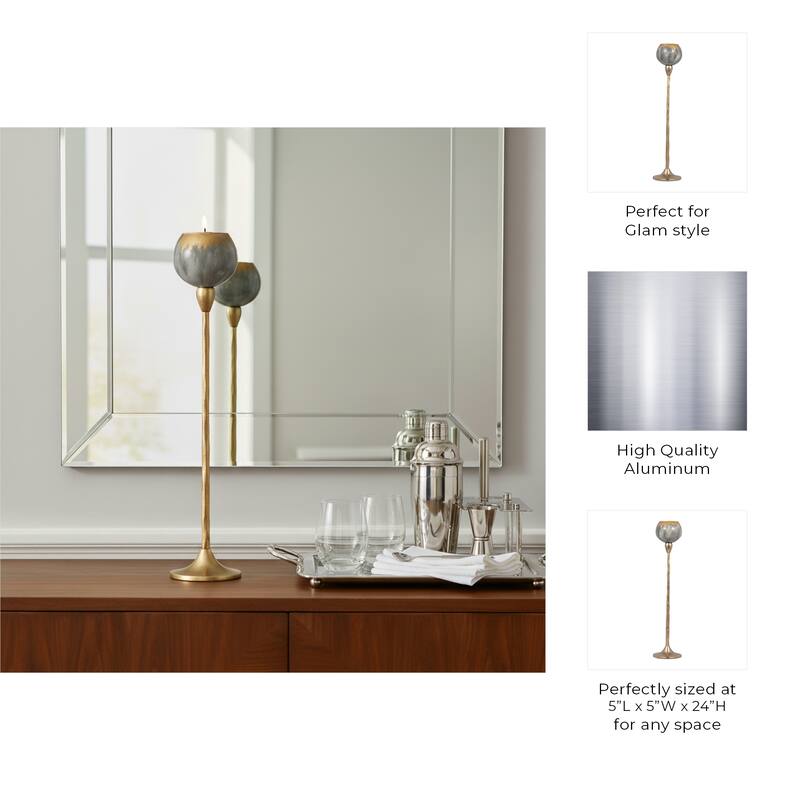 Glass Modern Stem Round Tealight Candle Holder