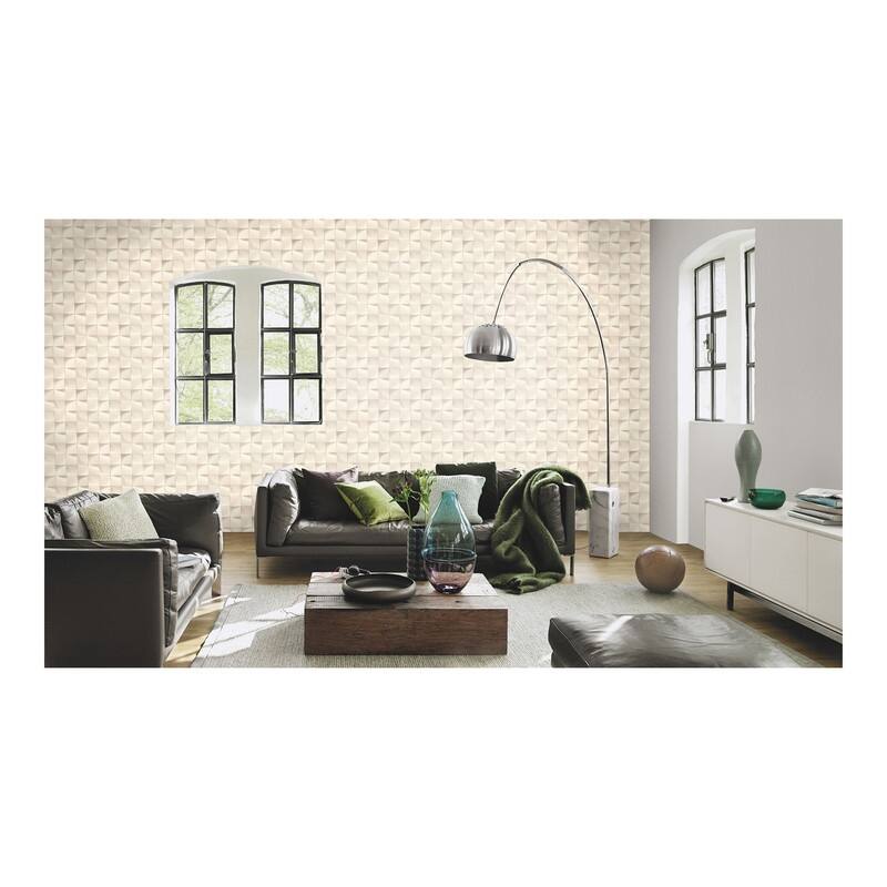 Eyre White Three-Dimensional Geometric Wallpaper - 20.5 x 396 x 0.025
