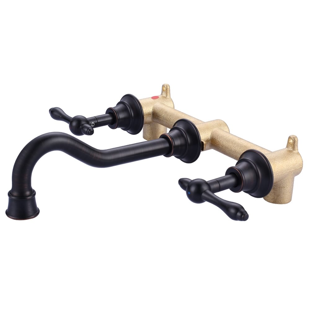 WOWOW 2 Handle Wall Mounted Antique Bathroom Sink Faucet