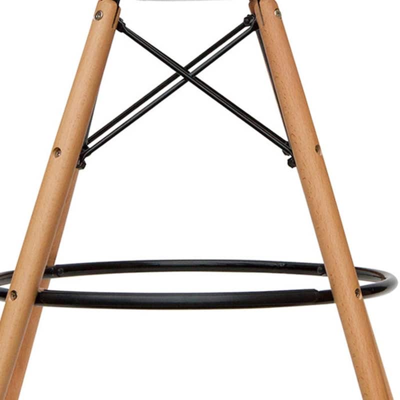 Plastic Seat Brown Wood Counter Height Bar Chair with Footrest - 21” x 22” x 41” (D x W x H)