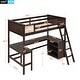 preview thumbnail 3 of 16, Twin Size Wooden Loft Bed with Ladder, Shelves and Desk, Espresso