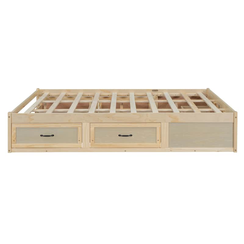 Queen Size MDF Platform Bed with 6 Storage Drawers and 400lb Weight Capacity
