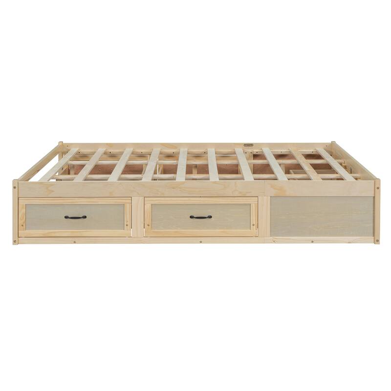 Queen Size Platform Bed with 6 Spacious Storage Drawers, Durable & Stylish Design