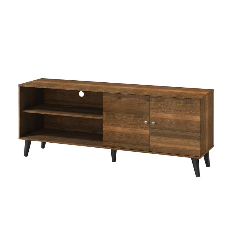 Amidon TV Stand for TVs up to 47.3", with 2 Storage Shelves& 1 Cabinet - Brown,Walnut