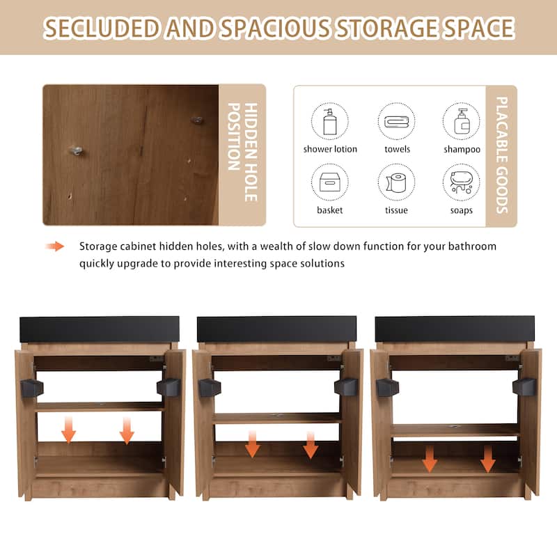 Beingnext 24"/30"/48"/60" Bathroom Vanity with Sink, Freestanding Bathroom Vanity with Soft Close Door and Shelf