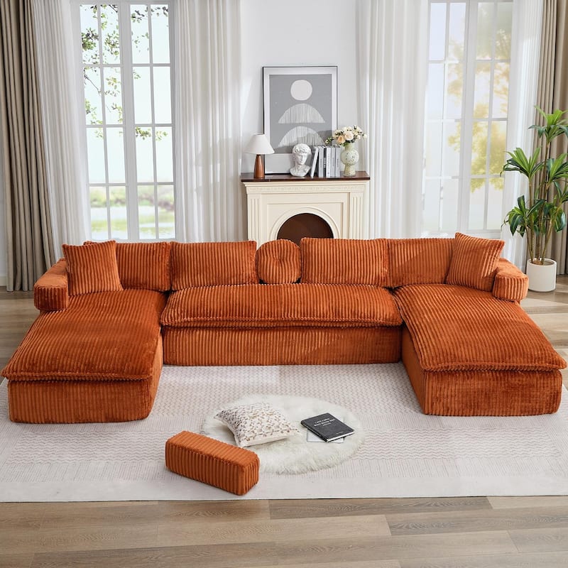 149" Oversized Sectional Couches U Shaped Modular sofa - Orange