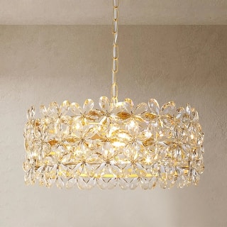 3-Light Crystal Flower Chandelier - Adjustable Chain for Glamorous Home Dining/Living - 3 Light