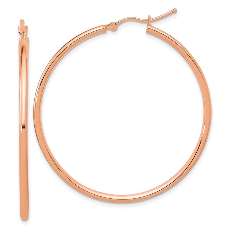 Curata 14k Rose Gold Polished Hoop Earrings - 45x45mm