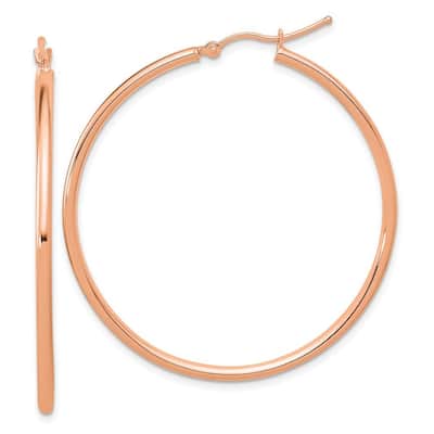 Curata 14k Rose Gold Polished Hoop Earrings - 45x45mm
