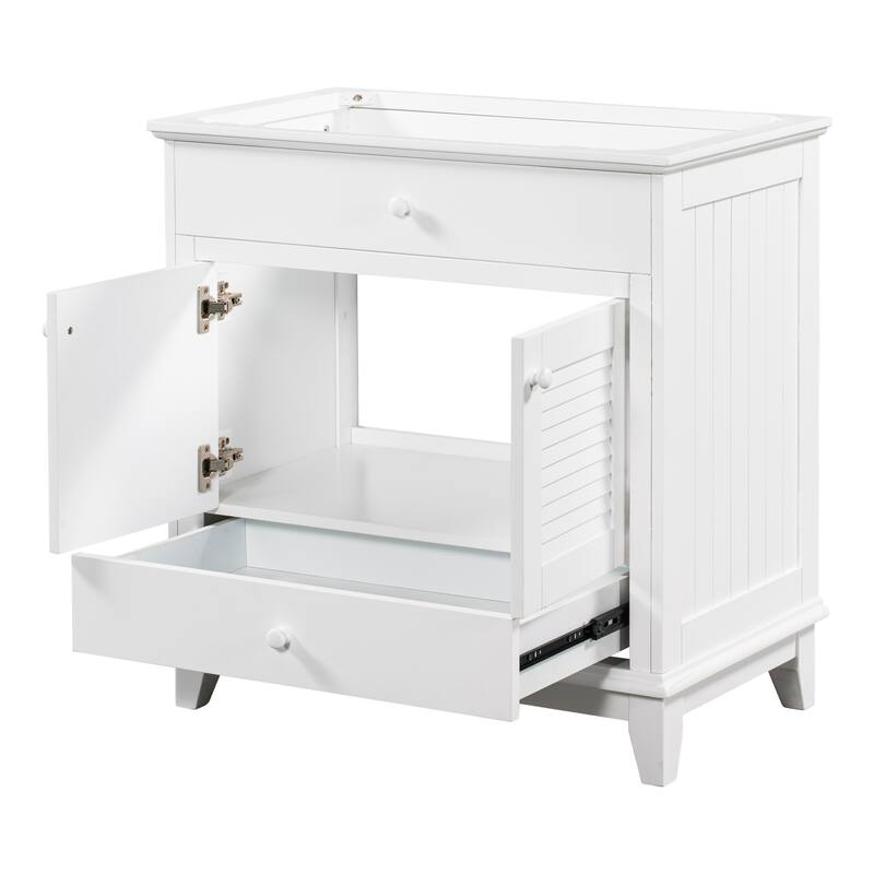 White Bathroom Vanity Base without Sink, Two Doors and One Drawer, 30inch Bathroom