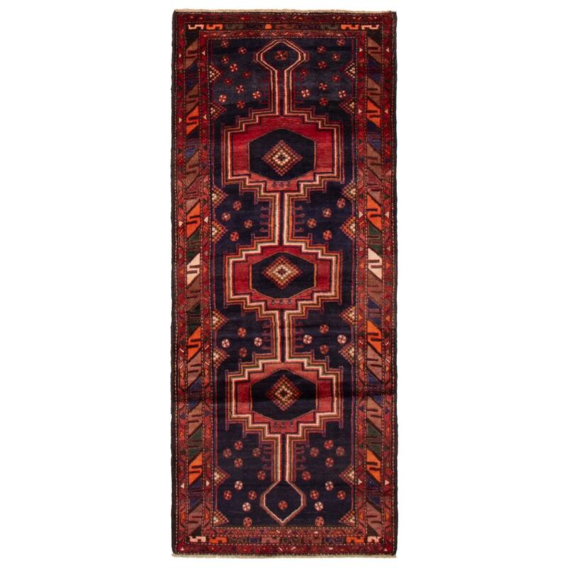 ECARPETGALLERY Hand-knotted Konya Anatolian Navy Wool Rug - 3'9 x 9'4 - Dark Navy - 3'9 x 9'4