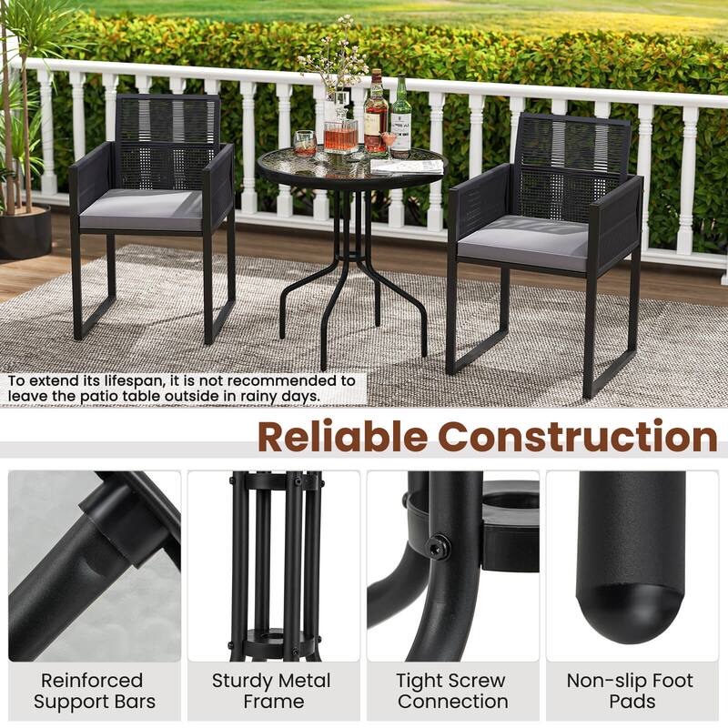 Costway 27.5" Patio Bistro Table with Tempered Glass Tabletop 1.57" - See Details