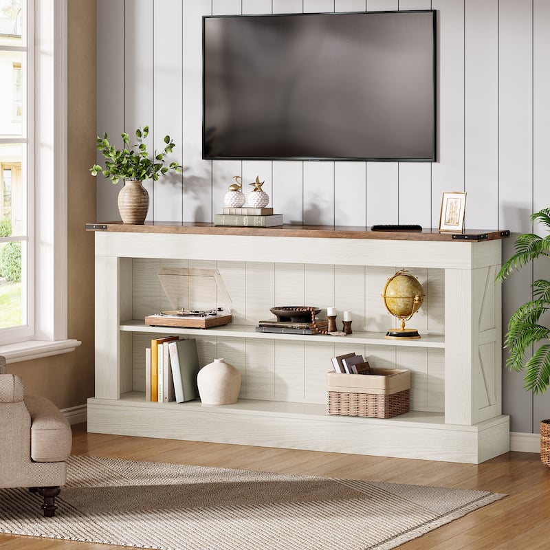 63-Inch Long Console Table with Shelf, 3 Tier Modern Entryway Table