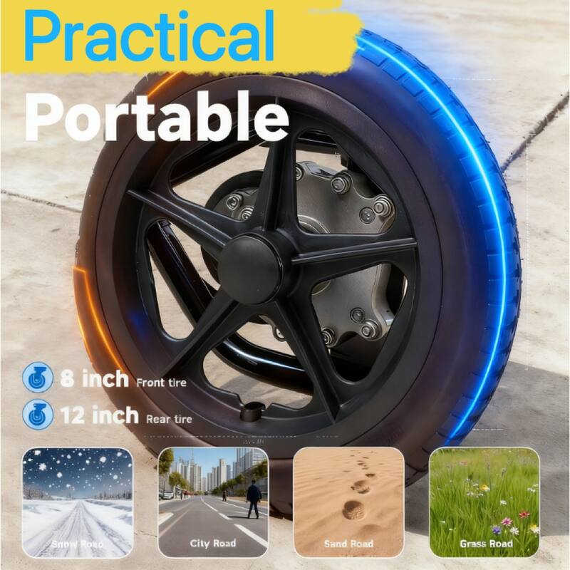 ELEMOVE Electric Wheelchairs 180W Brushless Motor, 8-inch Front & 12-inch Rear Tires, Easy Folding & Multi-Road Adaptability