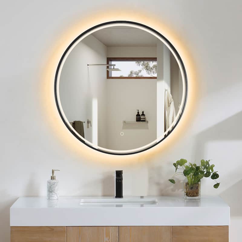 Altair Palme Round Framed Bathroom LED Lighted Wall Mirror