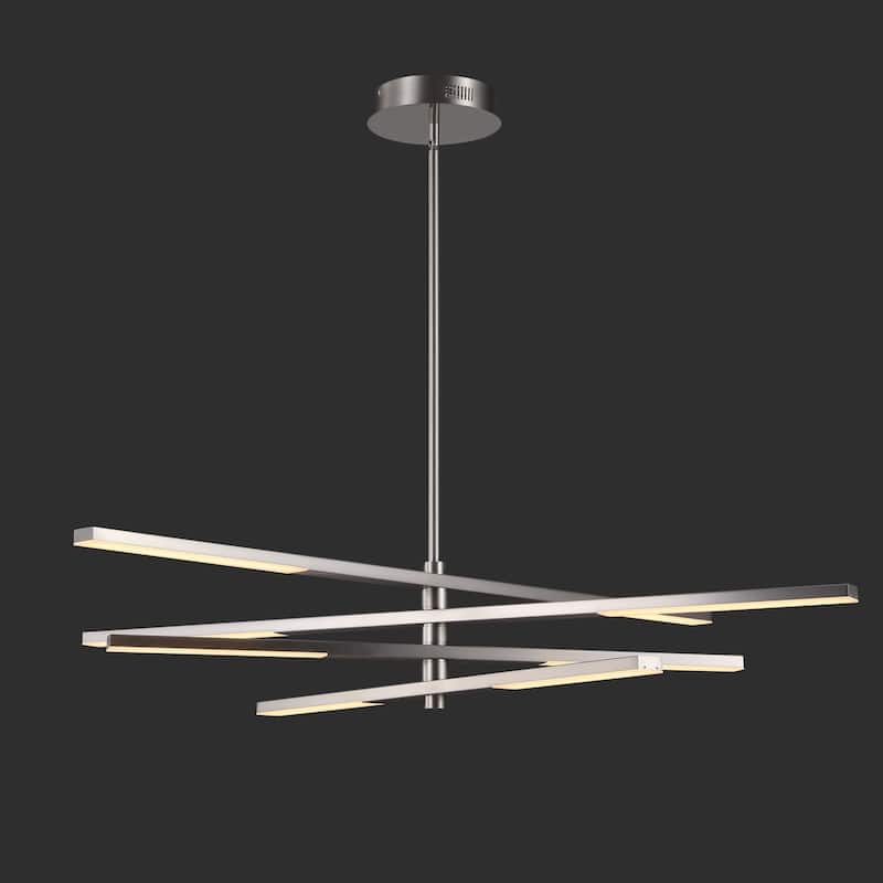 SAFAVIEH Couture Adolfine Metal Adjustable Led Chandelier - 48 In. W x 48 In. D x 17/47 In. H - Nickel