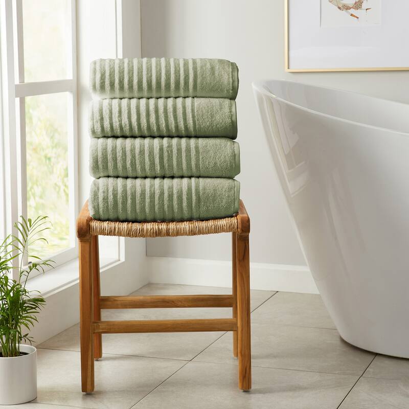 Linery & Co. Combed Cotton Bath Towel Set - Bath Towel (Pack of 4) - Eucalyptus