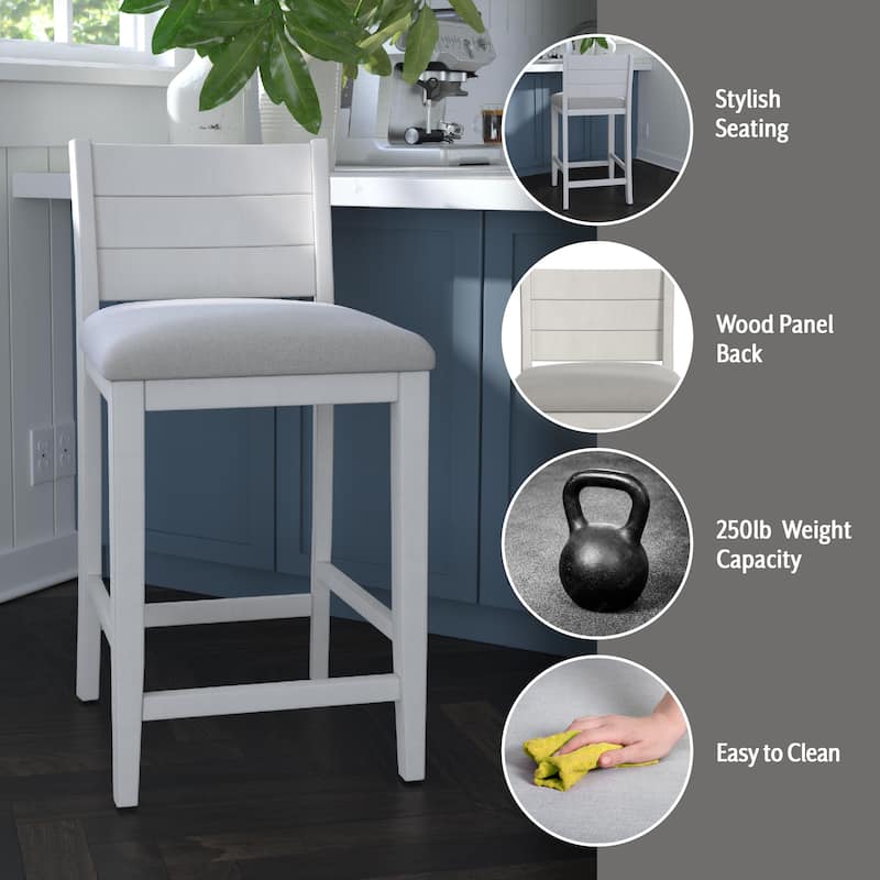 Hillsdale Furniture Fowler Upholstered Wood Stool, Sea White