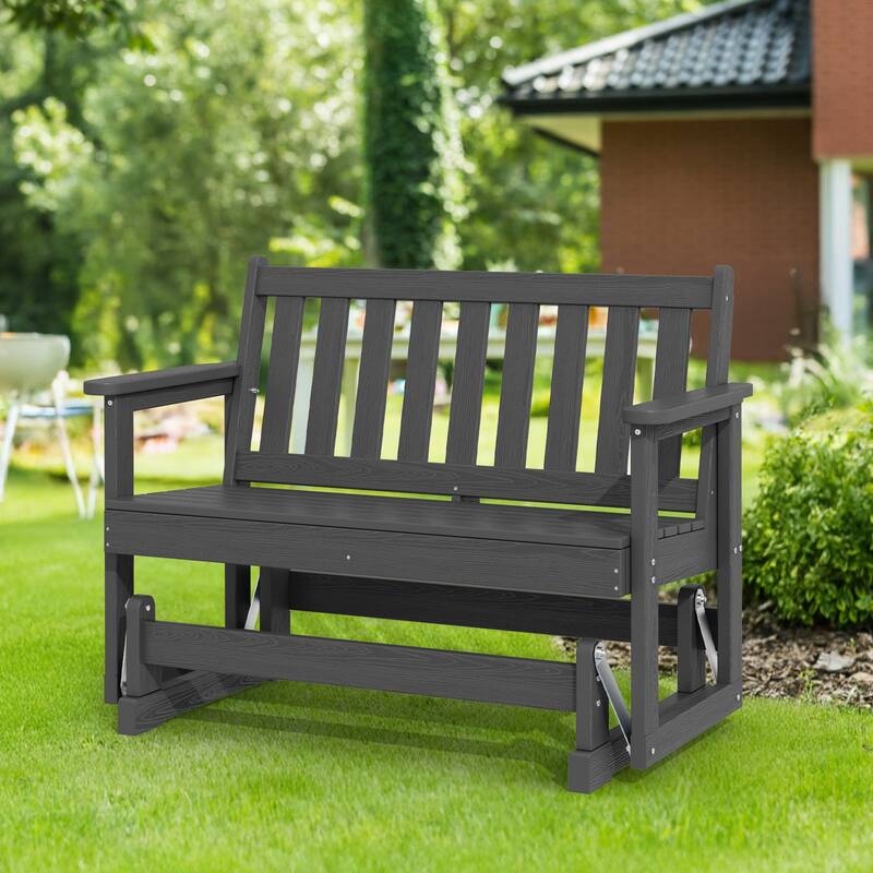 Outdoor Patio HDPE Glider Bench, Garden Rocking Bench