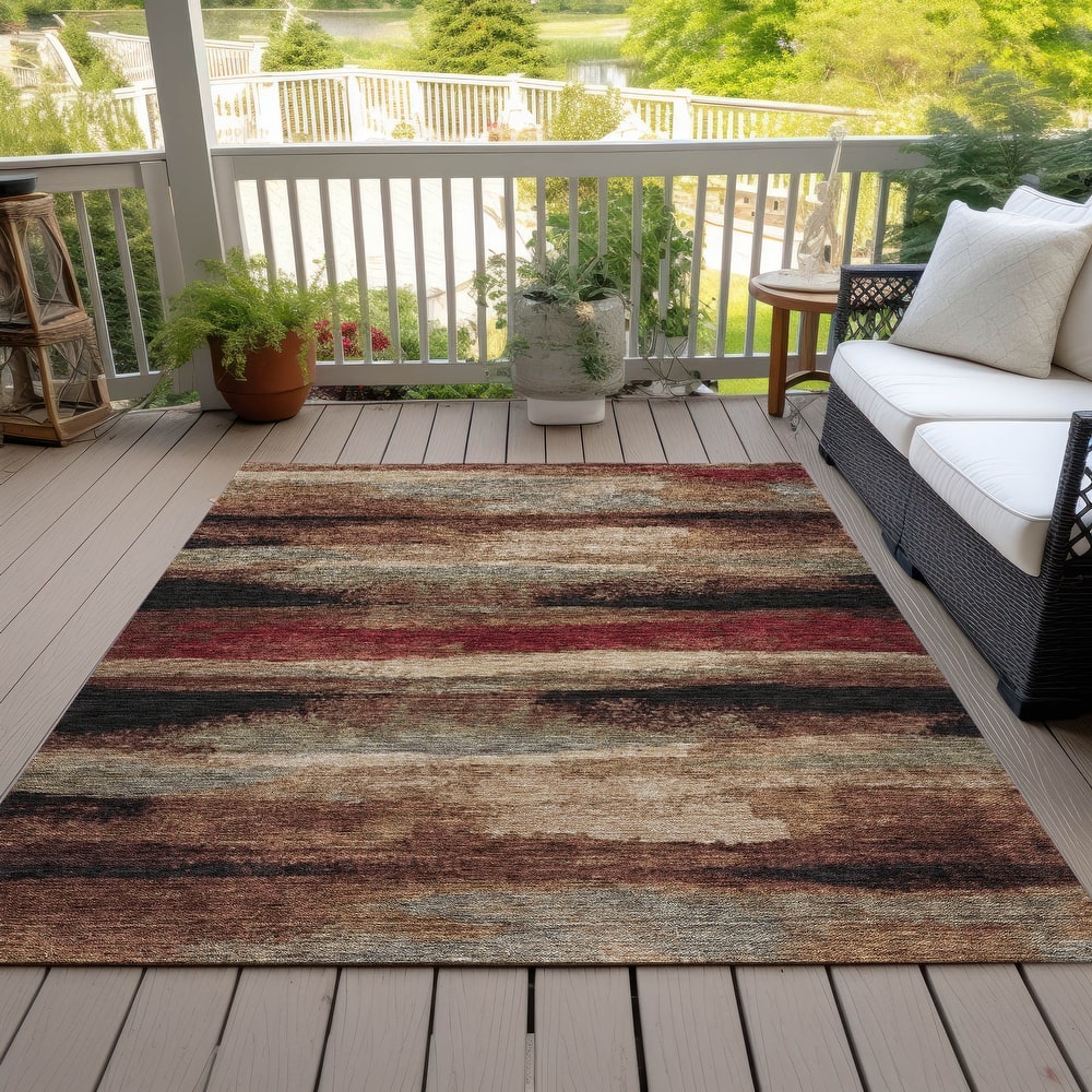 Machine Washable Indoor/ Outdoor Abstract Modern Chantille Rug