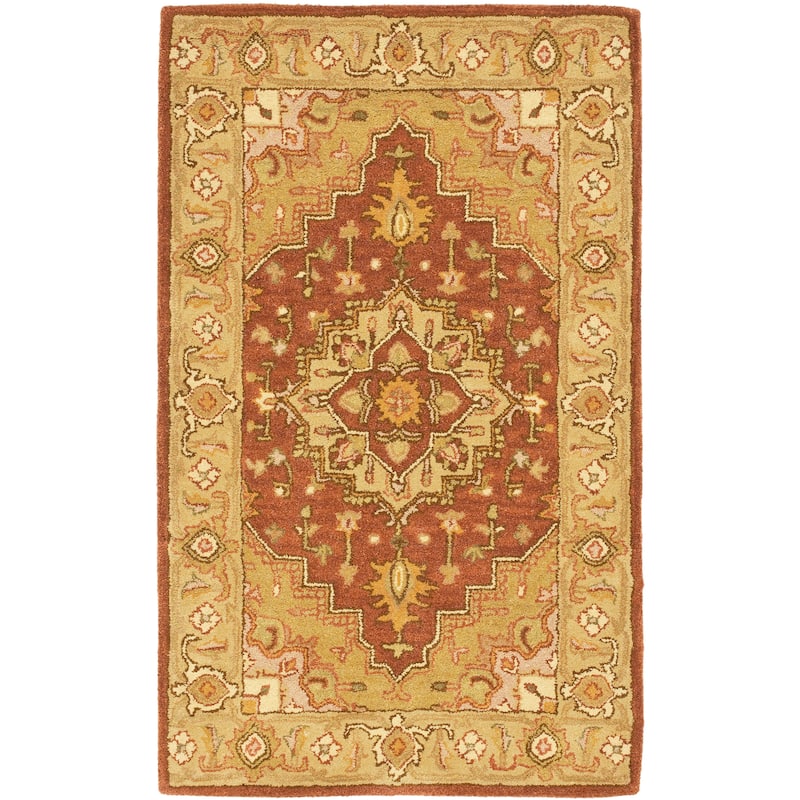SAFAVIEH Handmade Heritage Foliage Traditional Oriental Wool Rug - 2'3" x 4' - Rust/Gold