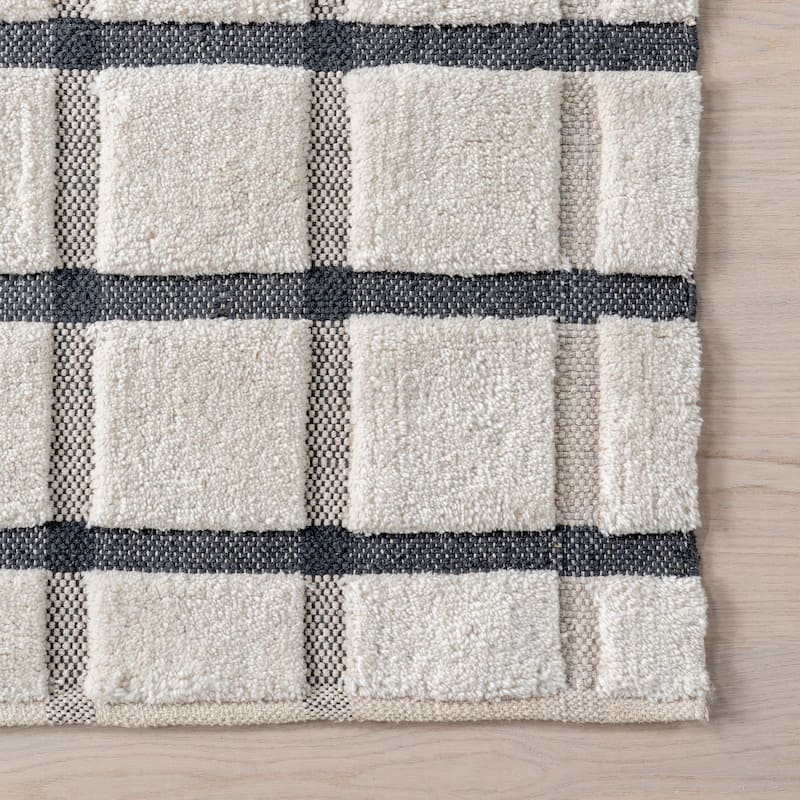 Rowena Checked Wool Area Rug