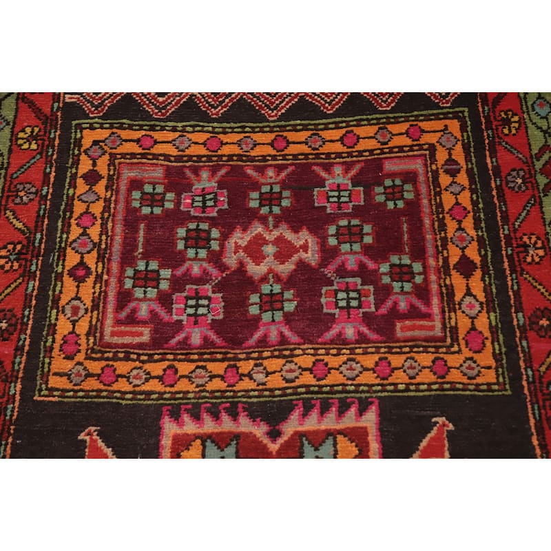 Hand Knotted Oriental 100% Wool Carpet Traditional Tribal Multi-Colored Ardebil Runner Rug - 10' 6'' X 3' 7''