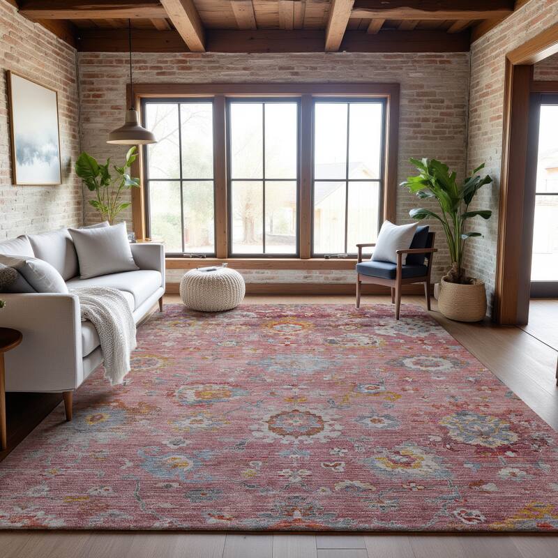 Premium Washable Super Soft Traditional Vintage Mayfield Rug - Pink - 5' x 7'6"