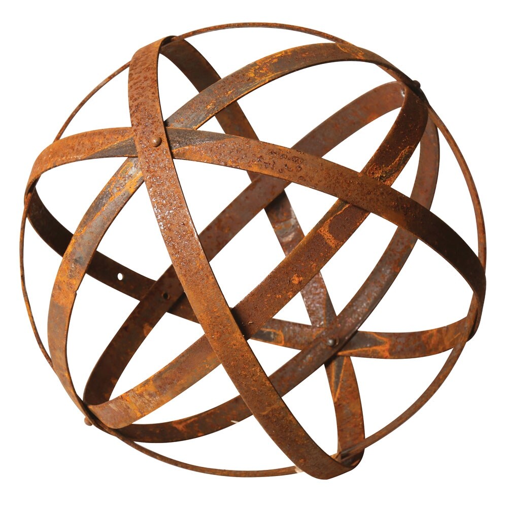 Shop Folding Garden Sphere Rusted Metal Ball Lawn Ornament