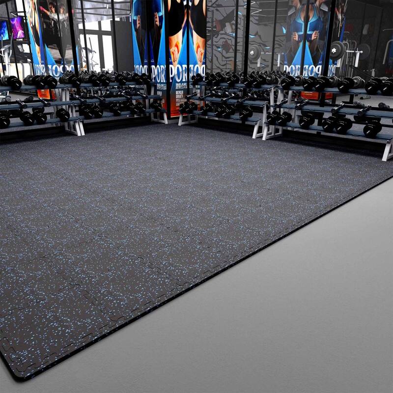 Black & Blue 24 in. x 24 in. x 0.5 in. Rubber&EVA Gym Flooring Tiles, Interlocking Anti-Fatigue Exercise Tile Mat