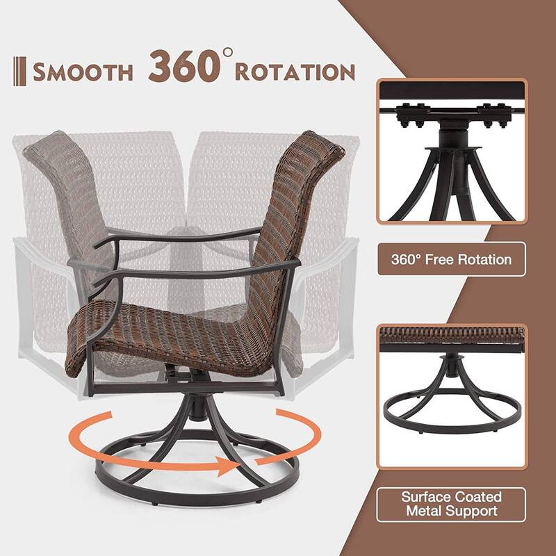 Outdoor Swivel Rocker Chairs Set of 2, Heavy-Duty 360° Swivel Patio Chairs with Cushions, All-Weather Steel Frame for Garden