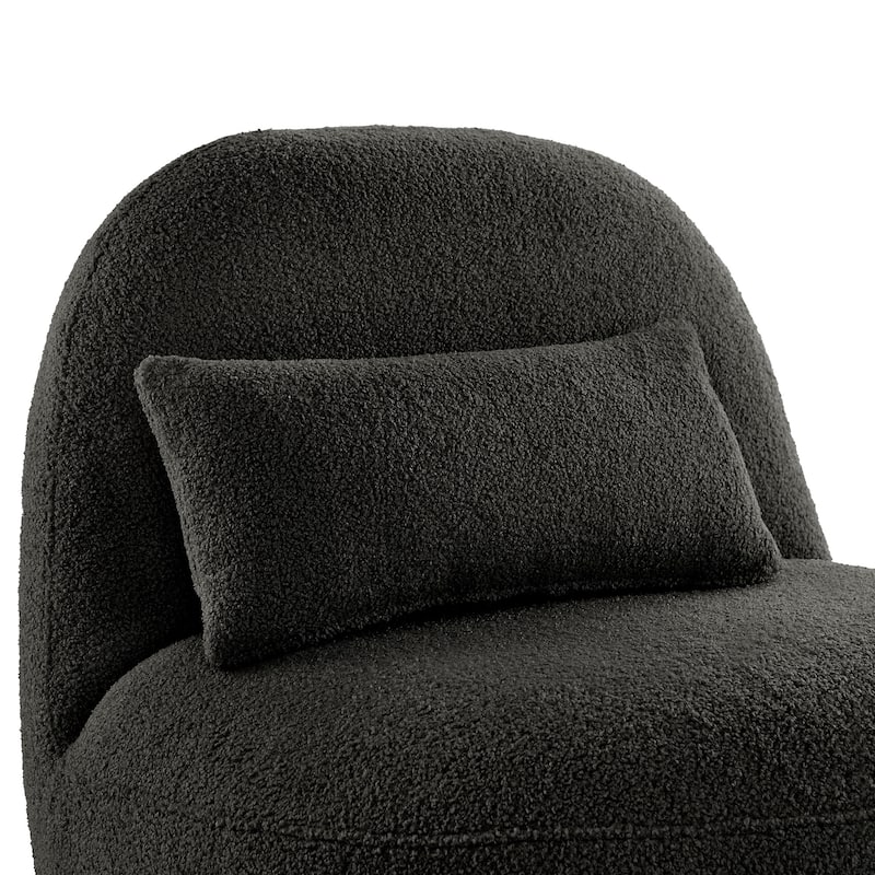 Willits Boucle Lounge Chair with Rounded Design and Lumbar Pillow by iNSPIRE Q Modern
