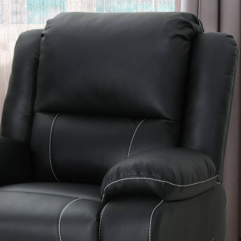 Living Room Swivel Manual Recliner 39" Wide Faux Leather Upholstered Recliner Chair with Metal Base for Bedroom, Office