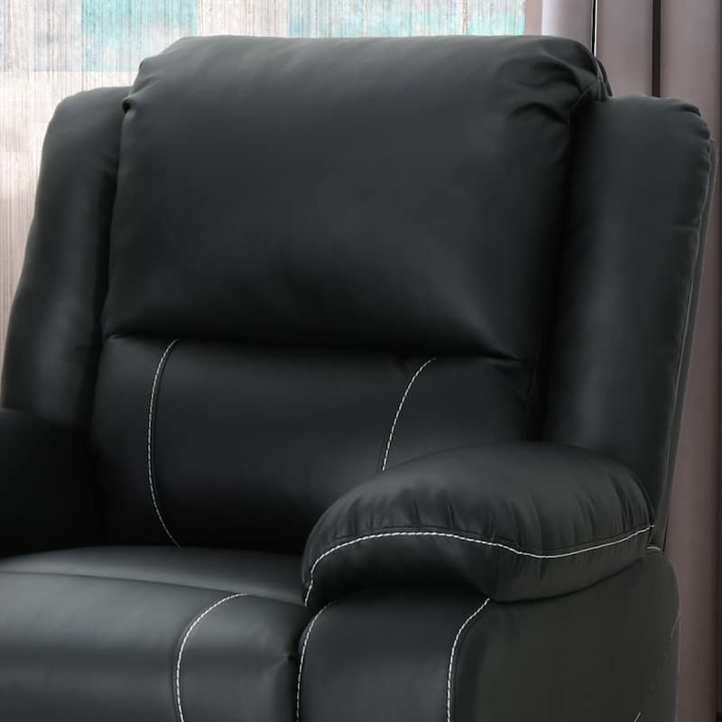 Roomfitters 39" Wide Faux Leather Manual Swivel Standard Recliner, Comfortable Lounge Chair for Living Room