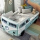 preview thumbnail 11 of 24, Furniture of America Bobby Novelty Twin Peace Bus Kid Platform Bed with LED Headlights and Sound Functions