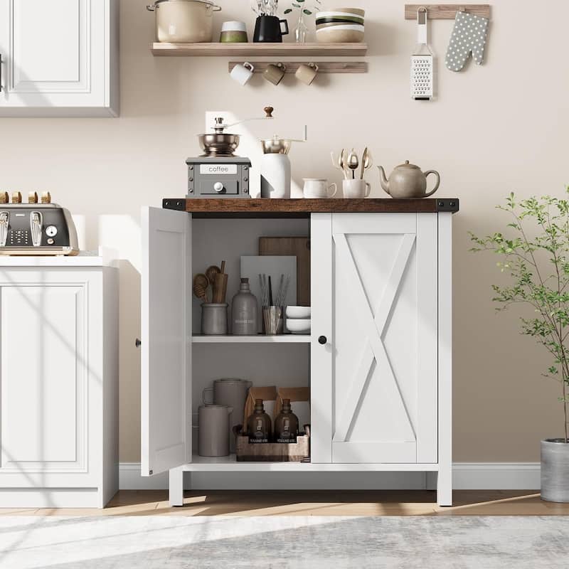 Storage Cabinet 15.7" d x 30" w x 31.5" h, Sideboard Buffet Cabinet with 2 Doors and Adjustable Shelves