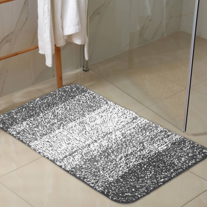 1 Pcs Polyester Bathroom Mat Non Slip Soft Bath Mats Rugs, Machine Washable - Gradient Gray - 31.50"x 19.69"