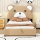 preview thumbnail 2 of 6, Full Size PU Leather Upholstery Platform Bed Frame with Cute Bear Shaped Headboard and 2 Storage Drawers, Solid Wood Bed Frame