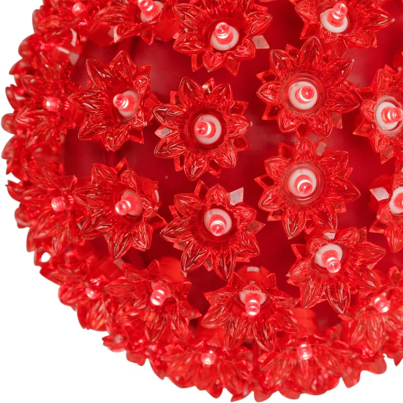 LED Lighted Starlight Sphere Hanging Outdoor Christmas Decoration- 7.5" - Red Lights